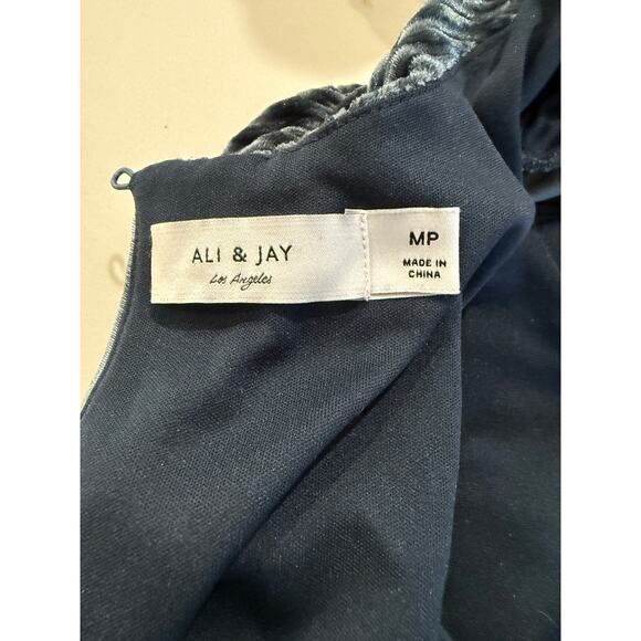Anthropologie Ali & Jay LA Samantha Blue Ribbed Velvet Jumpsuit SIZE MP EUC - Picture 9 of 9